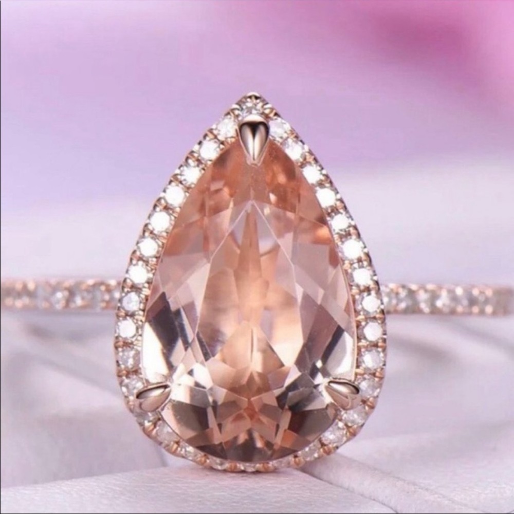 NEW💍6 CT 18K ROSE GOLD MORGANITE RING, CUTE RING, SHINY RING. - Picture 3 of 5